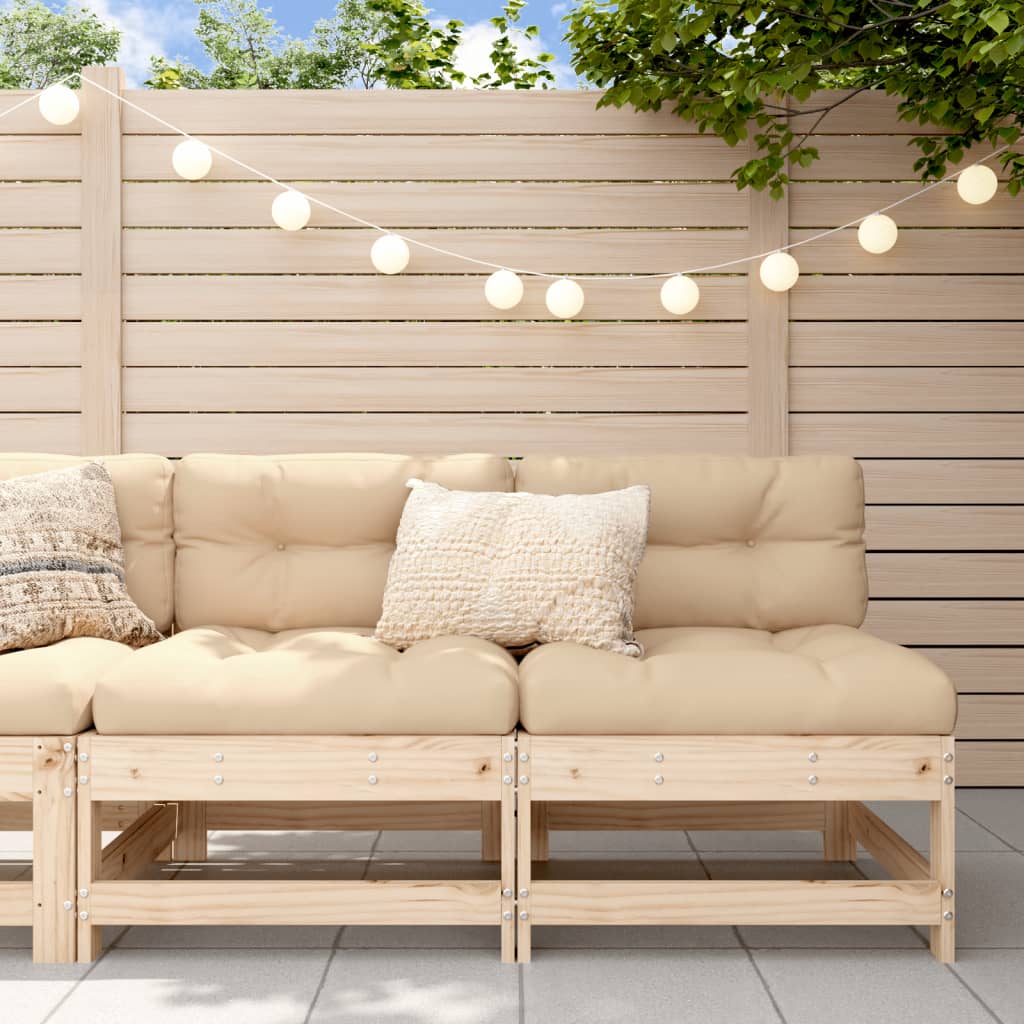 Berkfield Middle Sofas with Cushions 2 pcs Solid Wood Pine