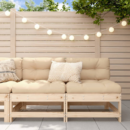 Berkfield Middle Sofas with Cushions 2 pcs Solid Wood Pine