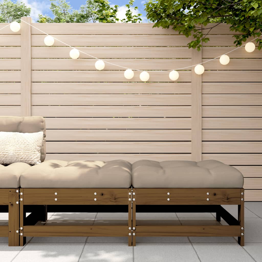 Berkfield Garden Footstools with Cushions 2pcs Honey Brown Solid Wood Pine