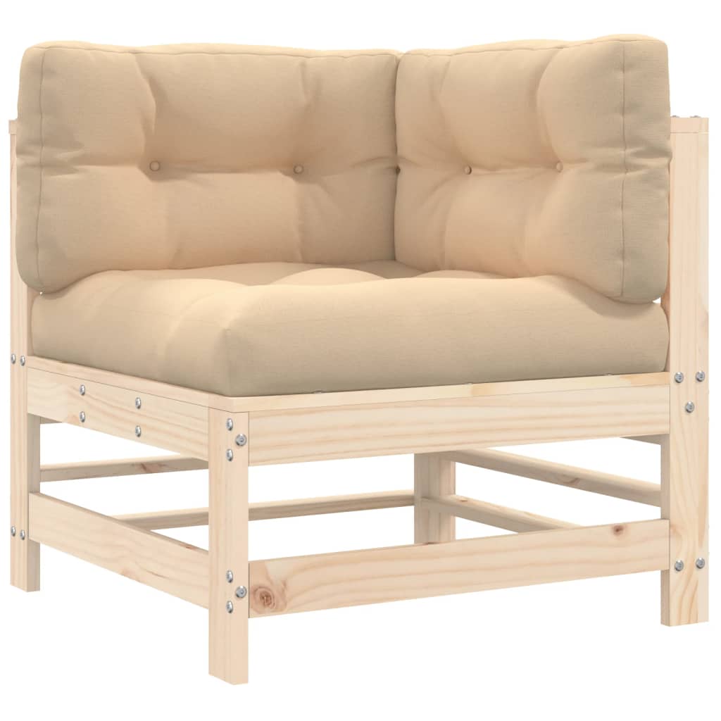 Berkfield Corner Sofa with Cushions Solid Wood Pine