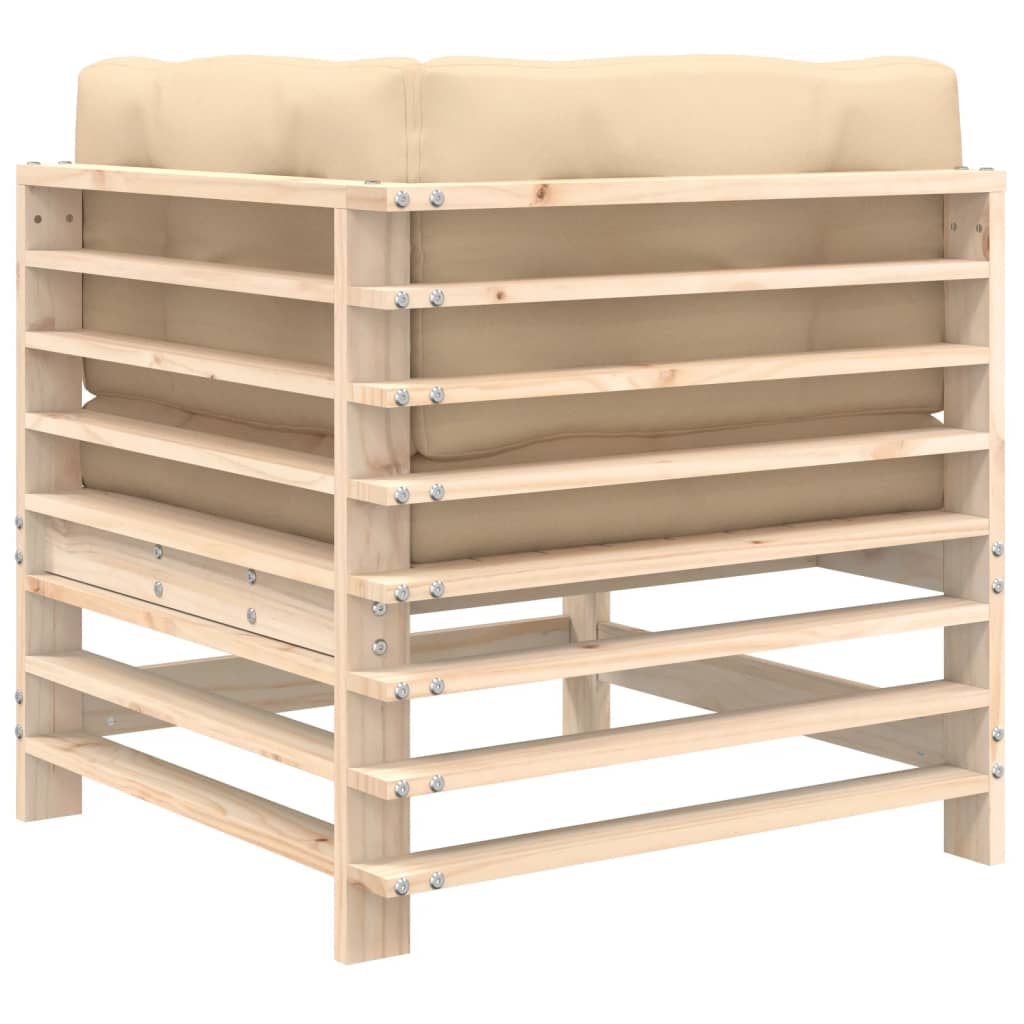 Berkfield Corner Sofa with Cushions Solid Wood Pine