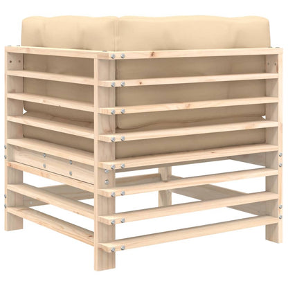 Berkfield Corner Sofa with Cushions Solid Wood Pine