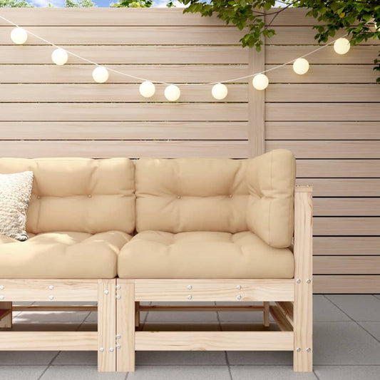 Berkfield Corner Sofa with Cushions Solid Wood Pine