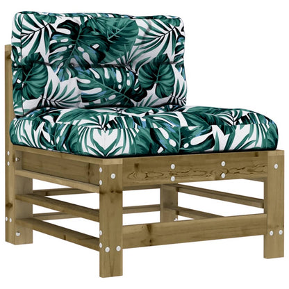 Berkfield Middle Sofa with Cushions Impregnated Wood Pine