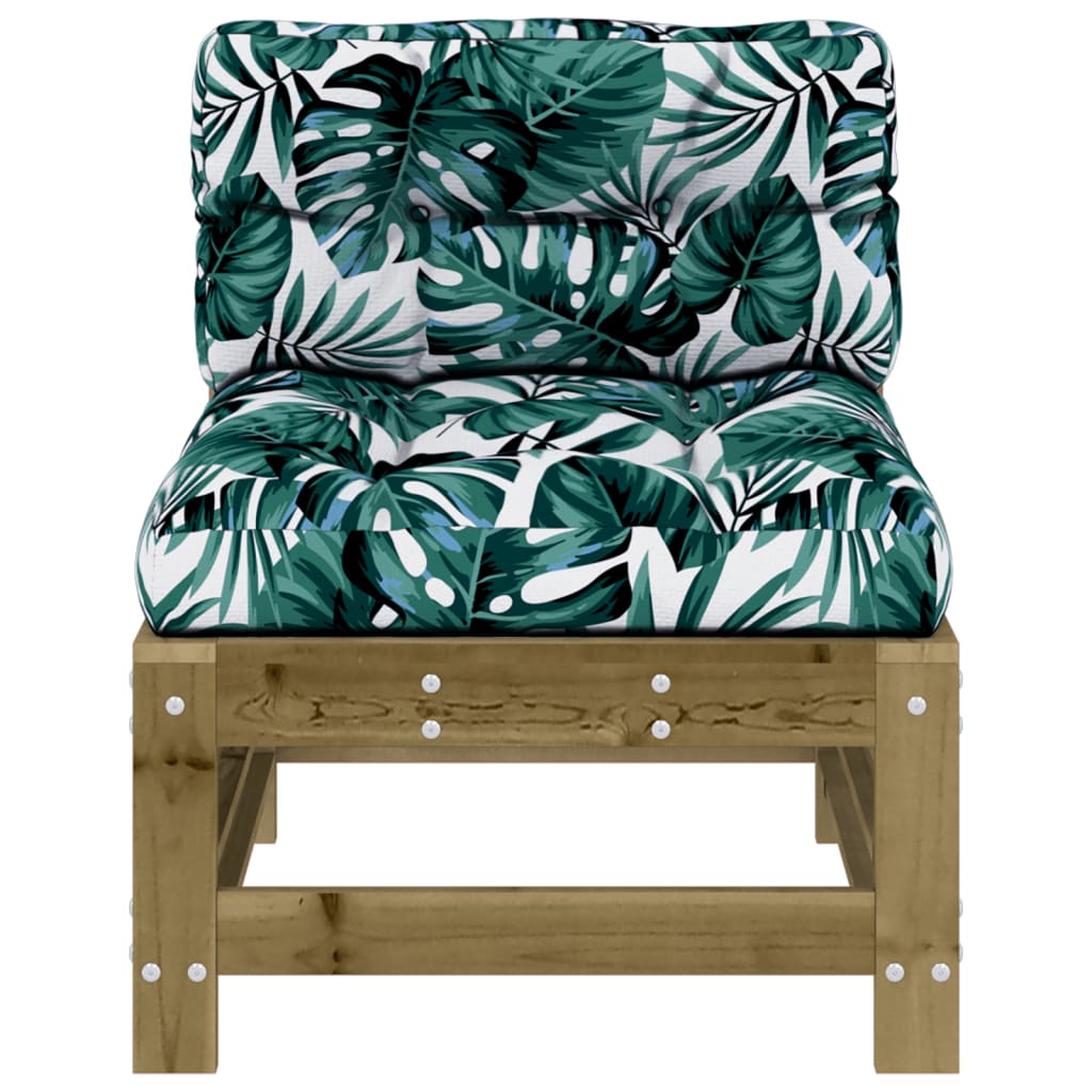Berkfield Middle Sofa with Cushions Impregnated Wood Pine