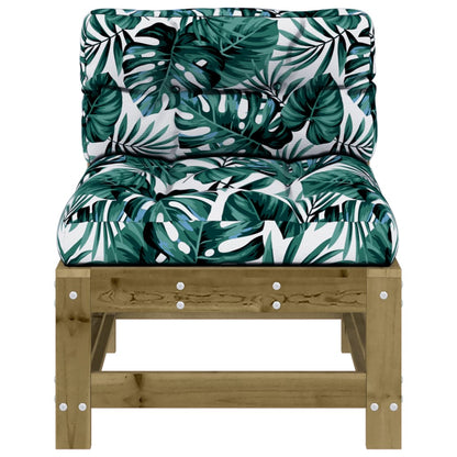 Berkfield Middle Sofa with Cushions Impregnated Wood Pine