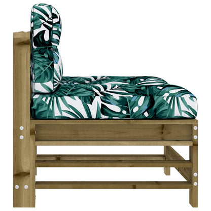 Berkfield Middle Sofa with Cushions Impregnated Wood Pine