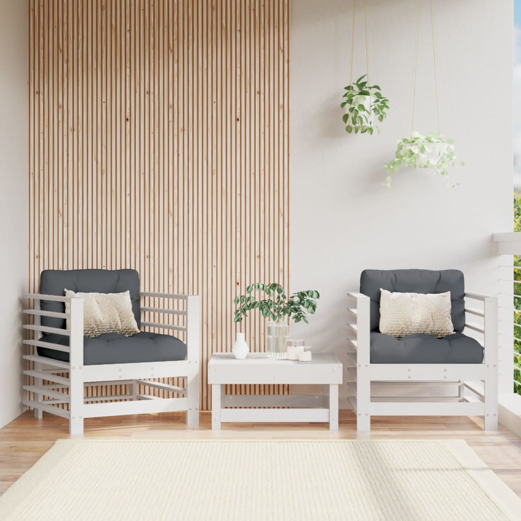 Berkfield Garden Chairs with Cushions 2 pcs White Solid Wood Pine