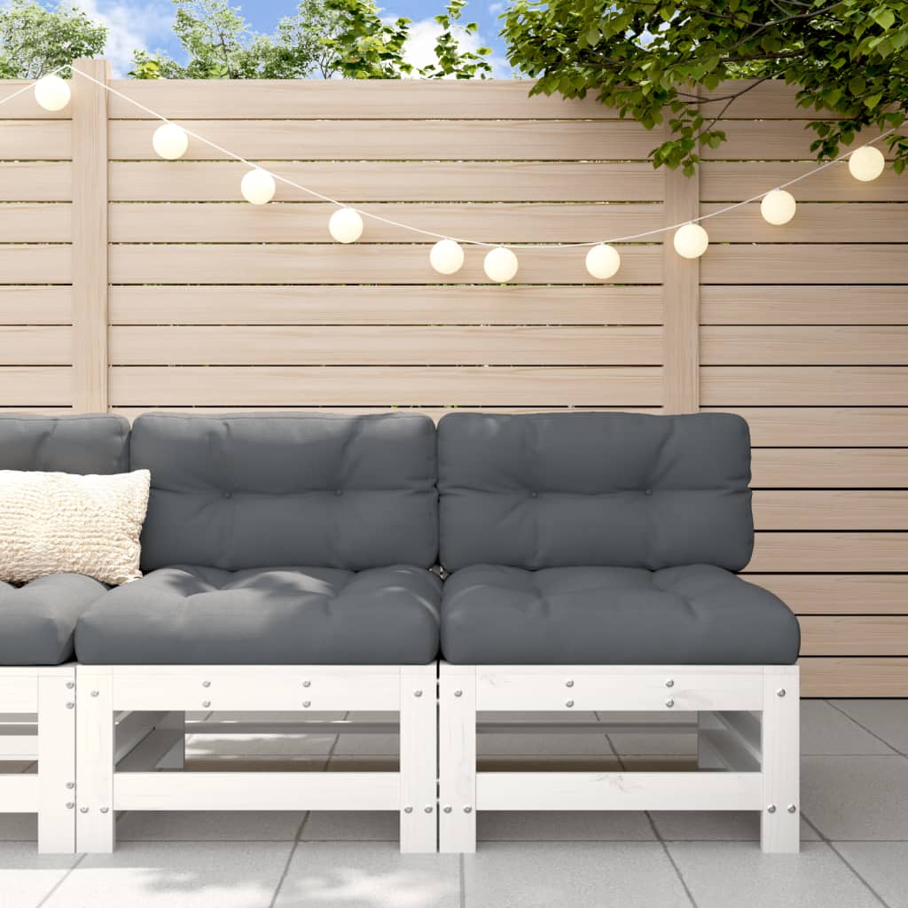 Berkfield Middle Sofas with Cushions 2 pcs White Solid Wood Pine
