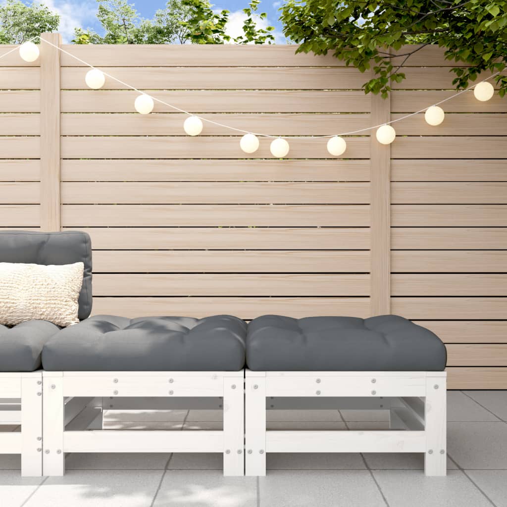 Berkfield Garden Footstools with Cushions 2pcs White Solid Wood Pine