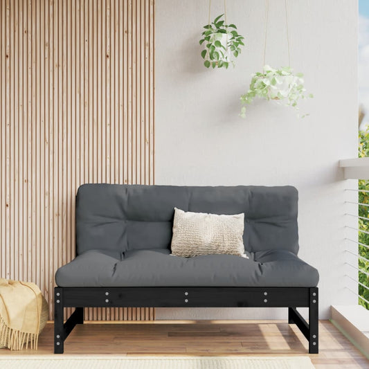 Berkfield Middle Sofa Black 120x80 cm Solid Wood Pine