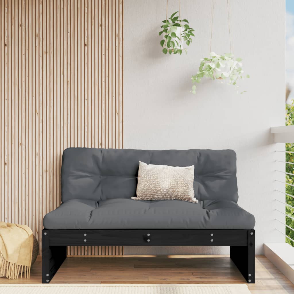 Berkfield Middle Sofa Black 120x80 cm Solid Wood Pine