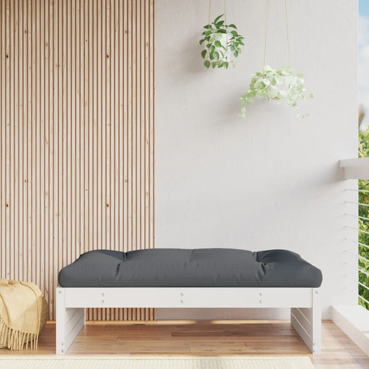 Berkfield Garden Footstool White 120x80 cm Solid Wood Pine