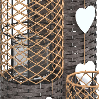 Berkfield Candle Holders 3 pcs Grey Wicker
