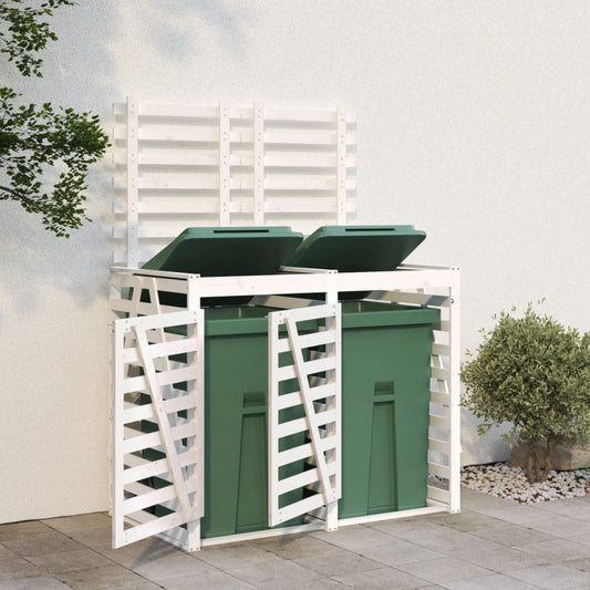 Berkfield Double Wheelie Bin Storage White Solid Wood Pine