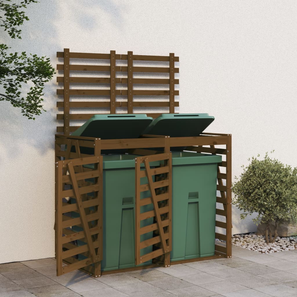 Berkfield Double Wheelie Bin Storage Honey Brown Solid Wood Pine