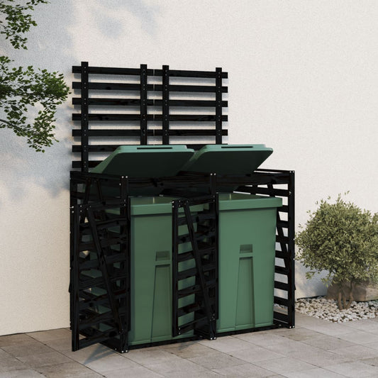 Berkfield Double Wheelie Bin Storage Black Solid Wood Pine