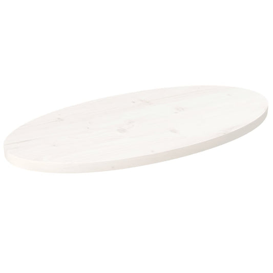 Berkfield Table Top White 70x35x2.5 cm Solid Wood Pine Oval