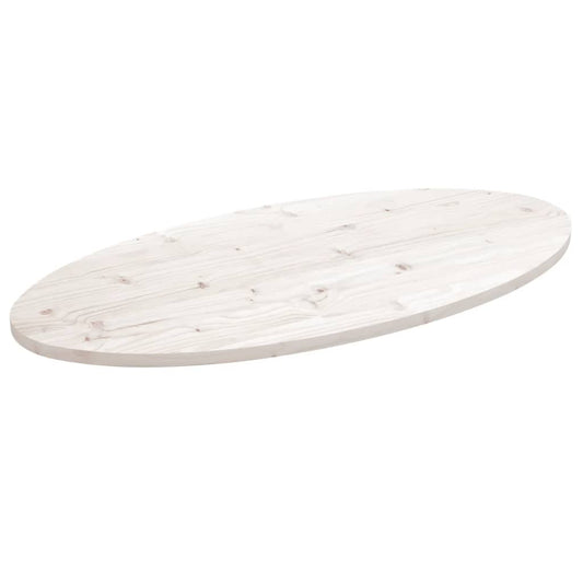 Berkfield Table Top White 90x45x2.5 cm Solid Wood Pine Oval