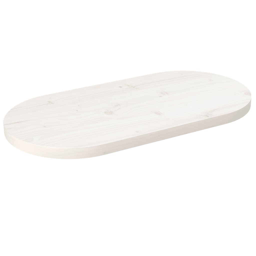 Berkfield Table Top White 80x40x2.5 cm Solid Wood Pine Oval