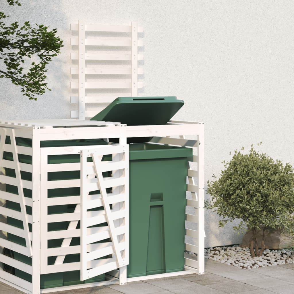 Berkfield Wheelie Bin Storage Extension White Solid Wood Pine