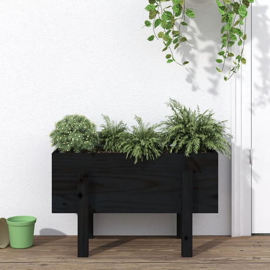 Berkfield Garden Planter Black 62x30x38 cm Solid Wood Pine