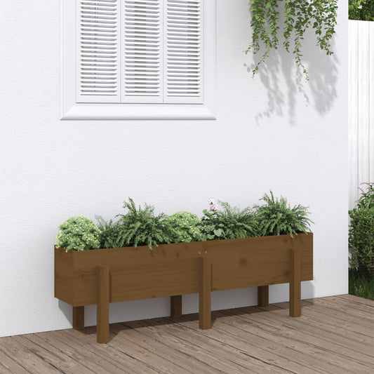 Berkfield Garden Raised Bed Honey Brown 121x30x38 cm Solid Wood Pine