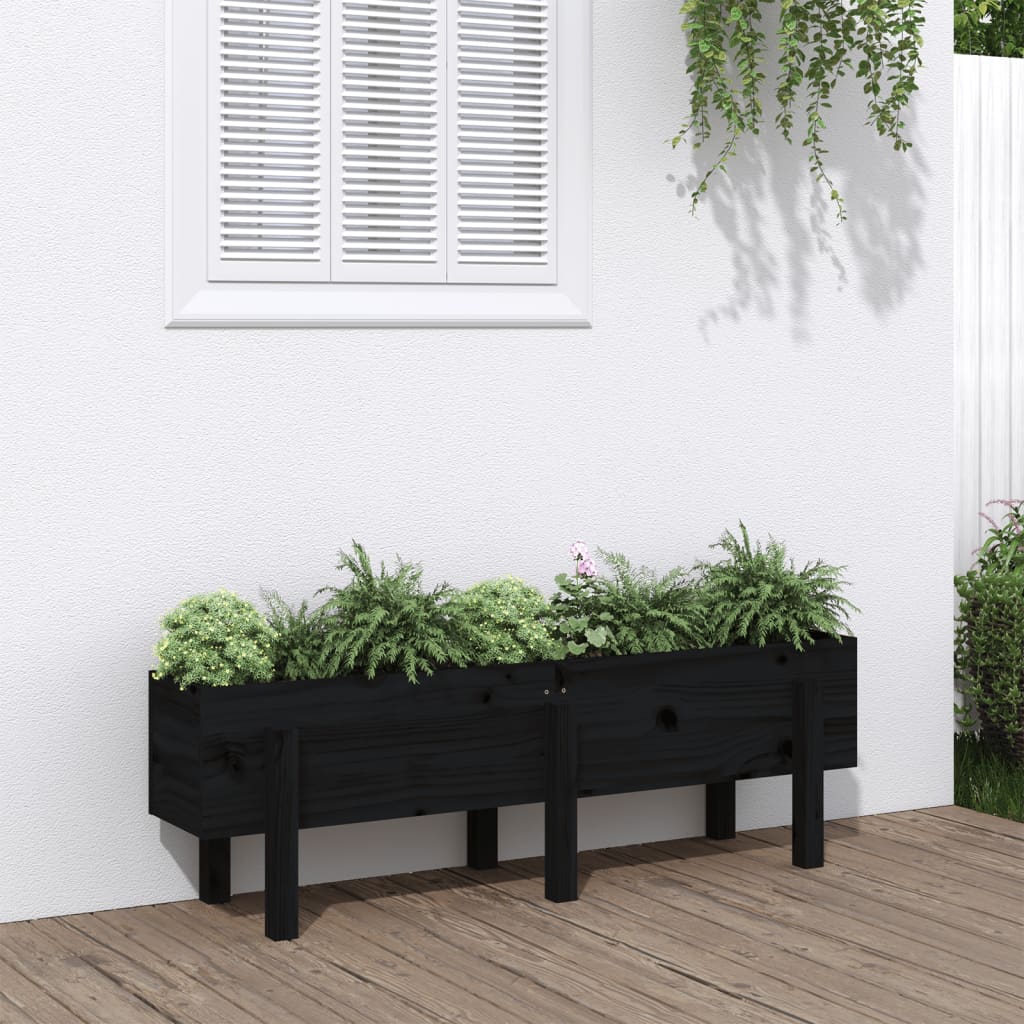 Berkfield Garden Raised Bed Black 121x30x38 cm Solid Wood Pine