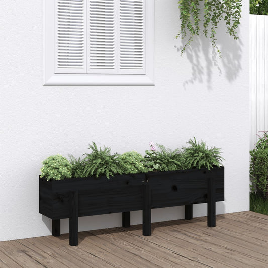 Berkfield Garden Raised Bed Black 121x30x38 cm Solid Wood Pine
