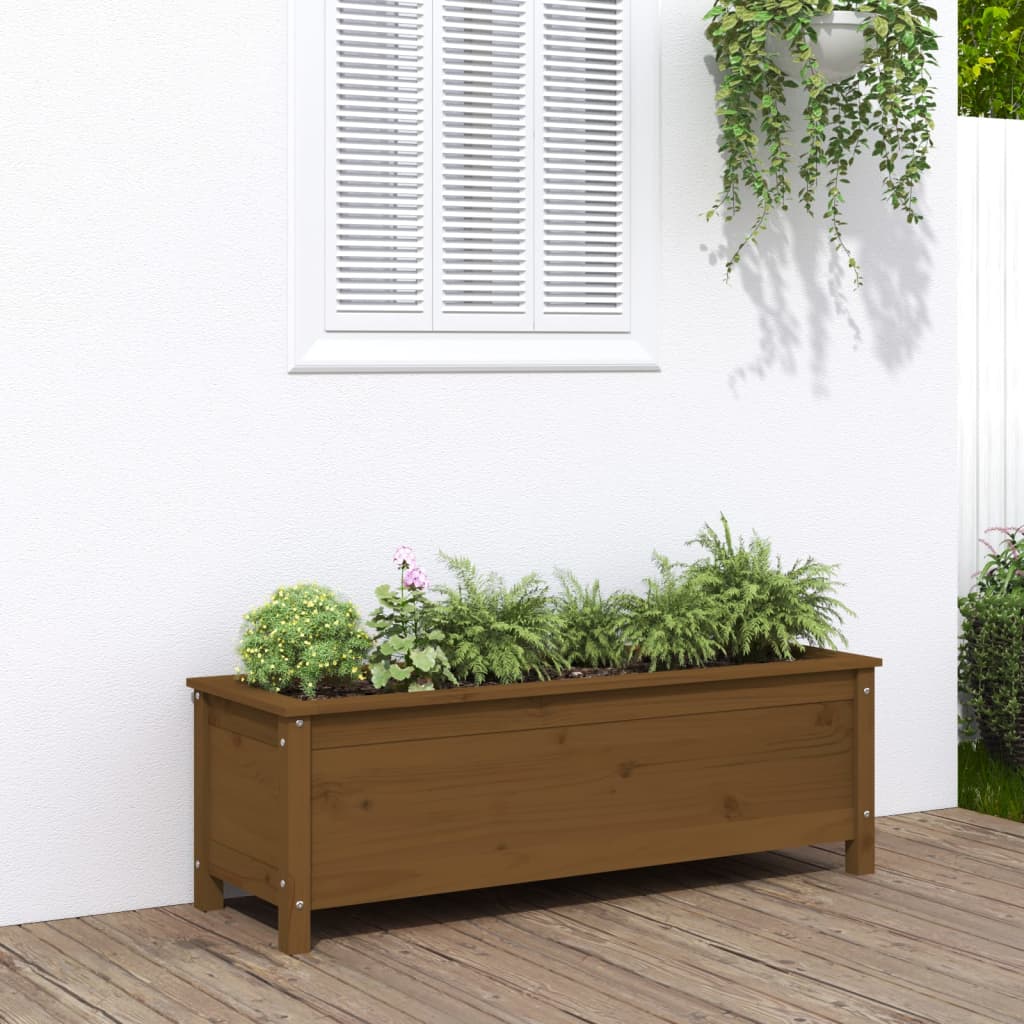 Berkfield Garden Raised Bed Honey Brown 119.5x40x39 cm Solid Wood Pine
