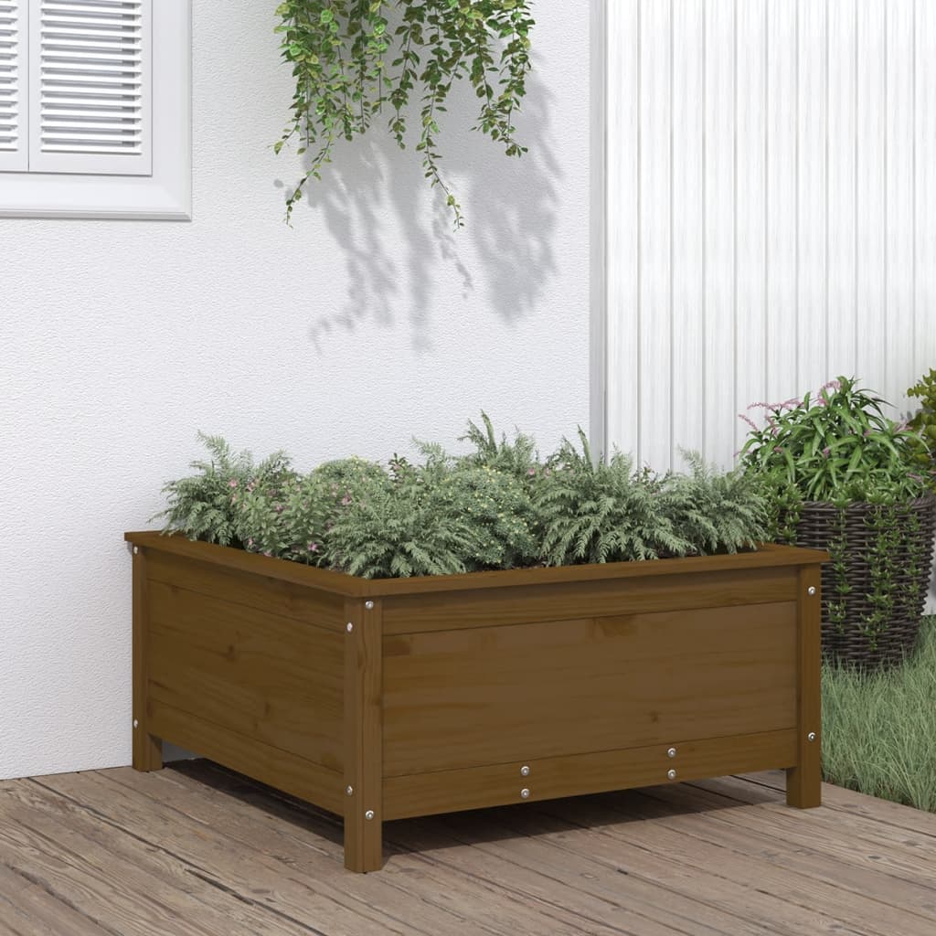 Berkfield Garden Planter Honey Brown 82.5x82.5x39 cm Solid Wood Pine