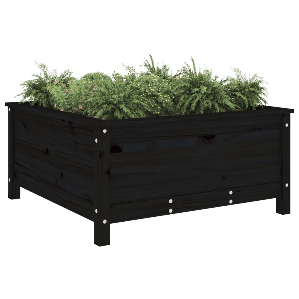 Berkfield Garden Planter Black 82.5x82.5x39 cm Solid Wood Pine