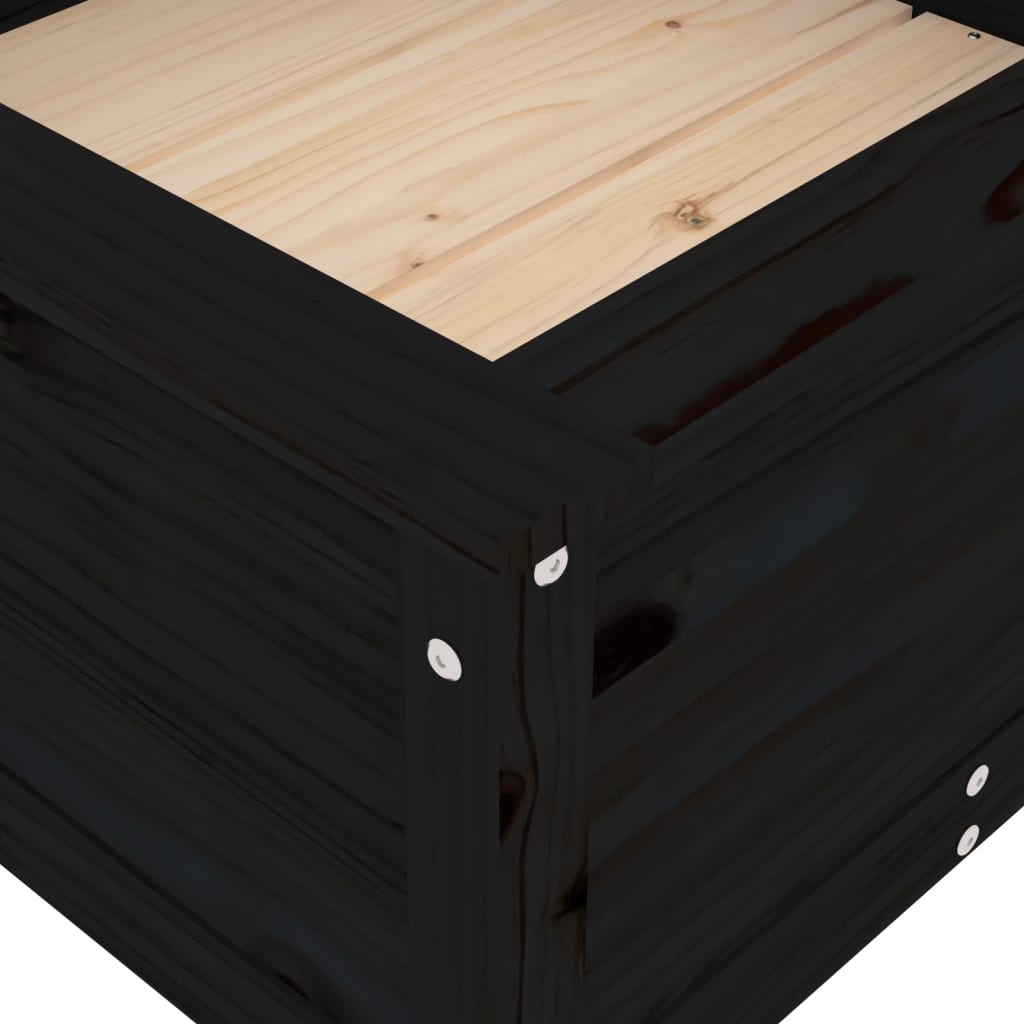 Berkfield Garden Planter Black 82.5x82.5x39 cm Solid Wood Pine