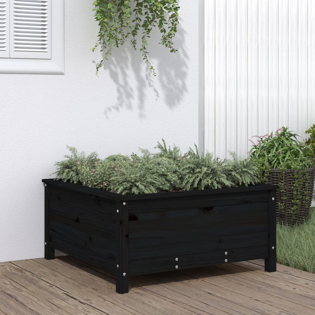 Berkfield Garden Planter Black 82.5x82.5x39 cm Solid Wood Pine