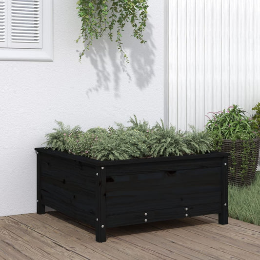 Berkfield Garden Planter Black 82.5x82.5x39 cm Solid Wood Pine
