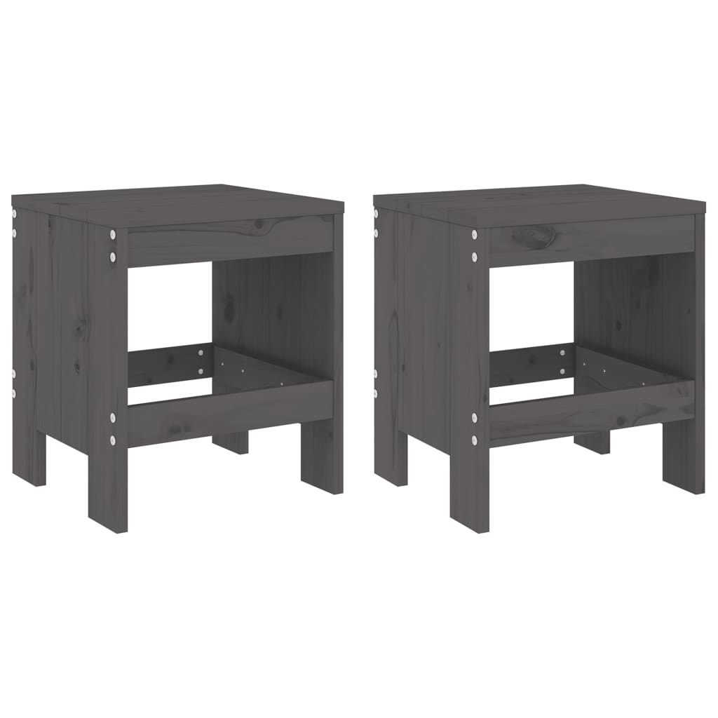Berkfield Garden Stools 2 pcs Grey 40x36x45 cm Solid Wood Pine