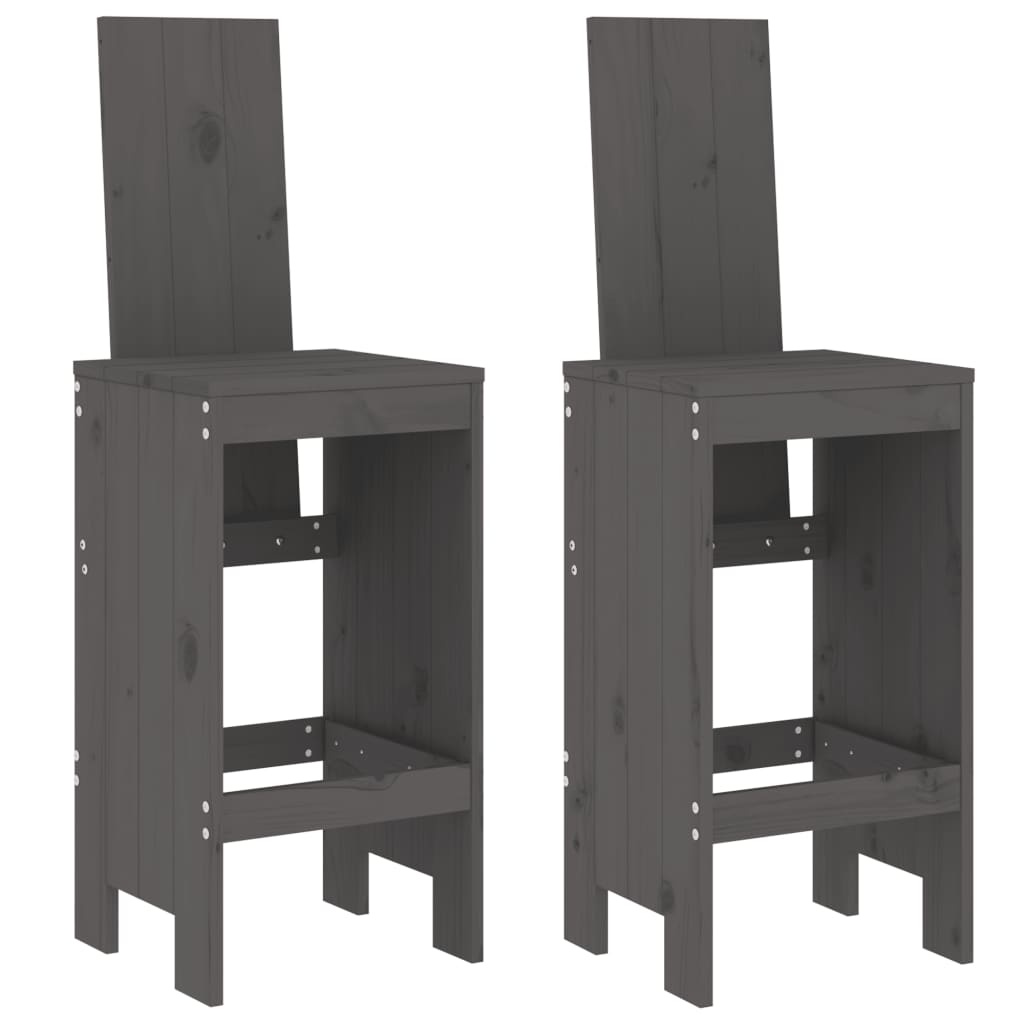 Berkfield Bar Stools 2 pcs Grey 40x42x120 cm Solid Wood Pine