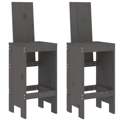 Berkfield Bar Stools 2 pcs Grey 40x42x120 cm Solid Wood Pine