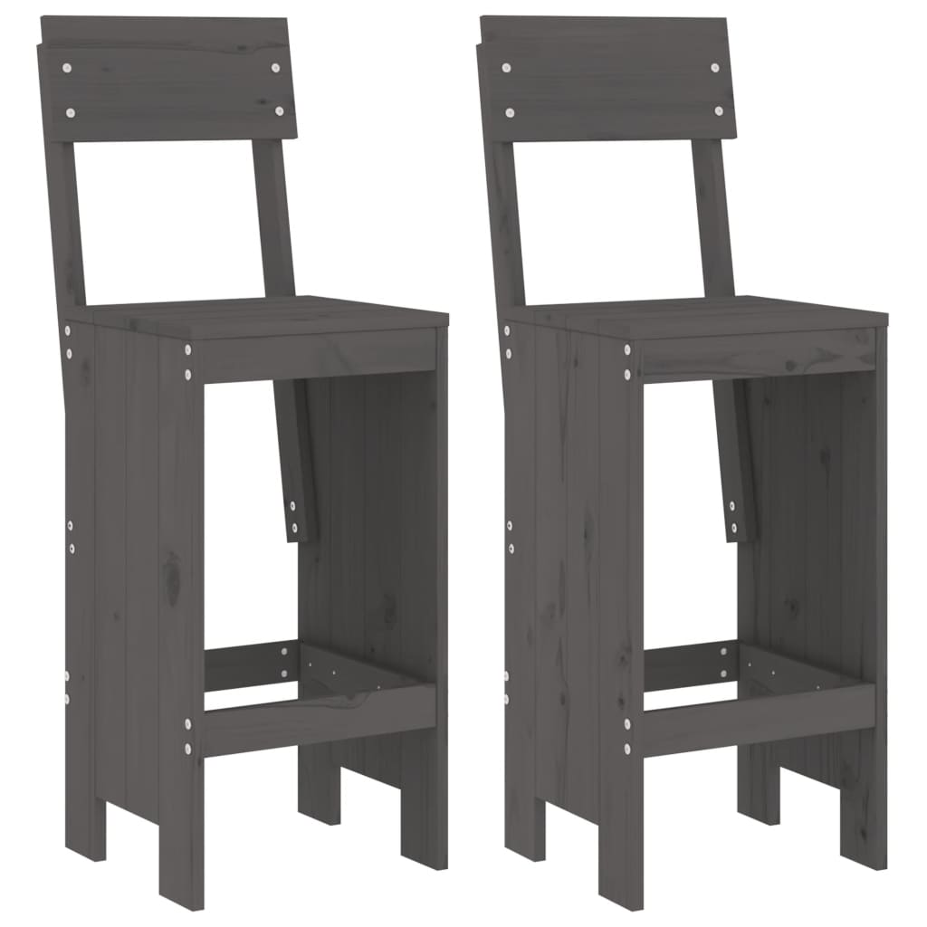 Berkfield Bar Stools 2 pcs Grey 40x48.5x115.5 cm Solid Wood Pine
