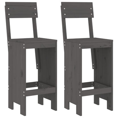 Berkfield Bar Stools 2 pcs Grey 40x48.5x115.5 cm Solid Wood Pine