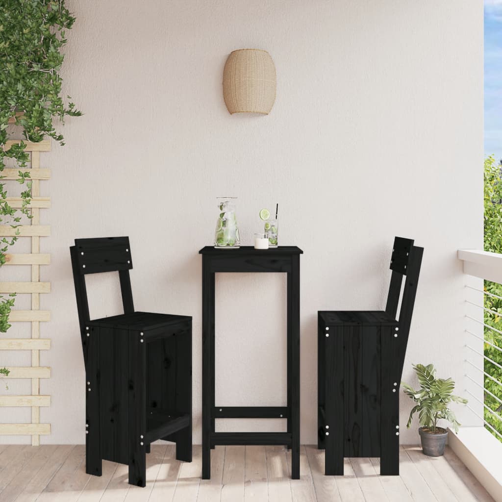 Berkfield Bar Stools 2 pcs Black 40x48.5x115.5 cm Solid Wood Pine