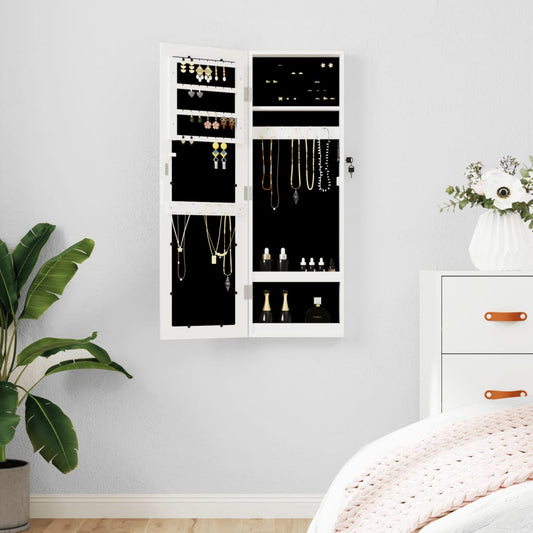 Berkfield Mirror Jewellery Cabinet Wall Mounted White 30x8.5x90 cm