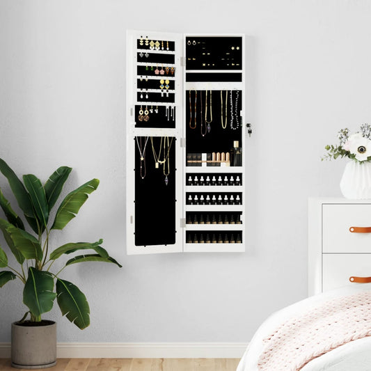 Berkfield Mirror Jewellery Cabinet Wall Mounted White 30x8.5x106 cm