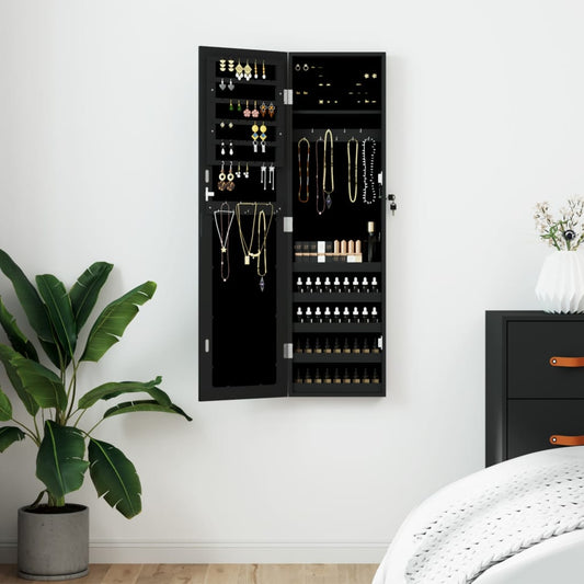 Berkfield Mirror Jewellery Cabinet Wall Mounted Black 30x8.5x106 cm