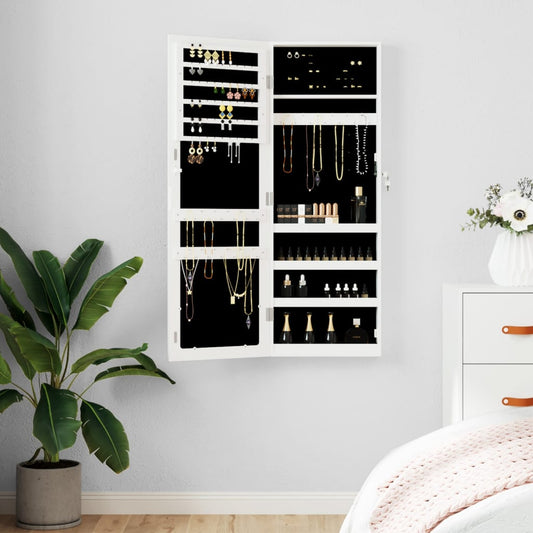 Berkfield Mirror Jewellery Cabinet Wall Mounted White 37.5x10x106 cm