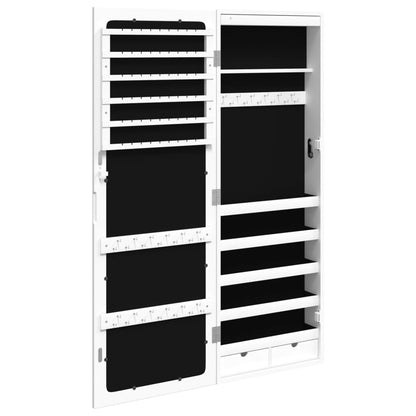Berkfield Mirror Jewellery Cabinet with LED Lights Wall Mounted White