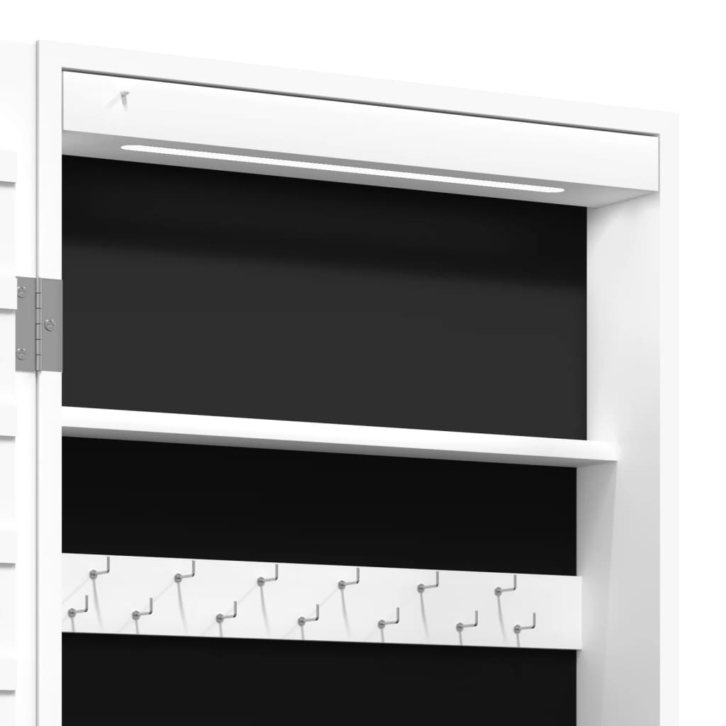 Berkfield Mirror Jewellery Cabinet with LED Lights Wall Mounted White