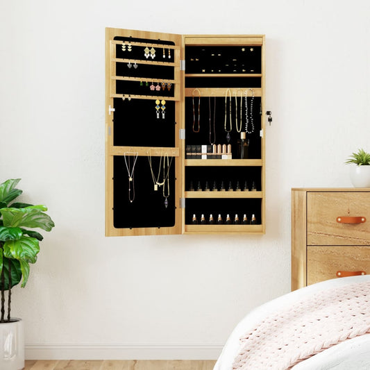 Berkfield Mirror Jewellery Cabinet with LED Lights Wall Mounted