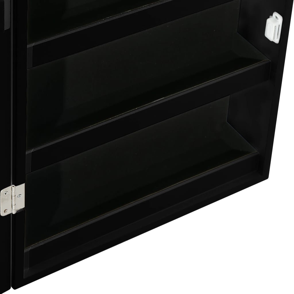 Berkfield Mirror Jewellery Cabinet with LED Lights Wall Mounted Black