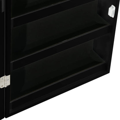 Berkfield Mirror Jewellery Cabinet with LED Lights Wall Mounted Black
